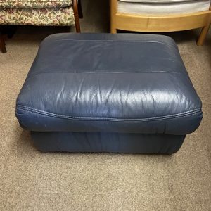 Blue Leather Storage Footstool (Ref: 30277)